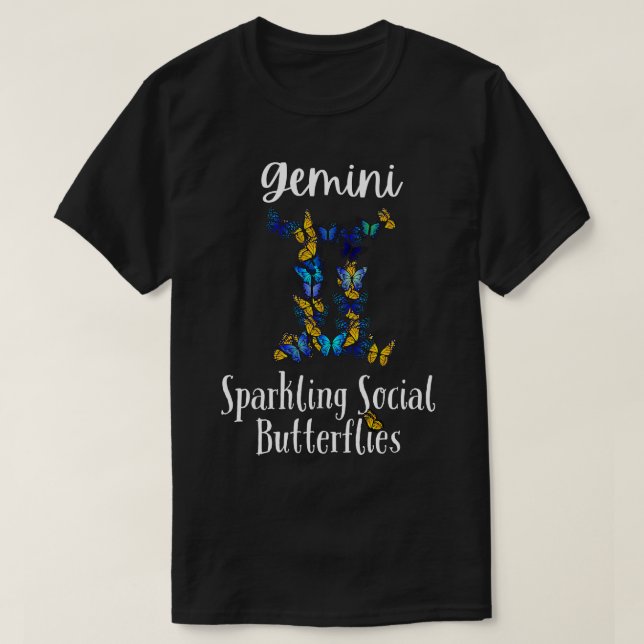 Funny Gemini Zodiac Sign Gemini Sparkling Social B T-Shirt (Design Front)