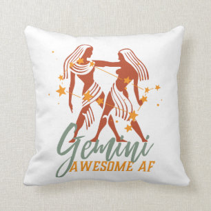 Funny Gemini Zodiac Star Astrology Awesome AF Throw Pillow