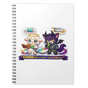 Funny Gemini Zodiac Twins - Angel Sheep and Chaos  Notebook
