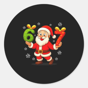 Funny Gen Alpha Slang 6 7 Christmas Santa Six Seve Classic Round Sticker