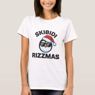 Funny Gen Alpha Slang Christmas Penguin Skibidi Ri T-Shirt