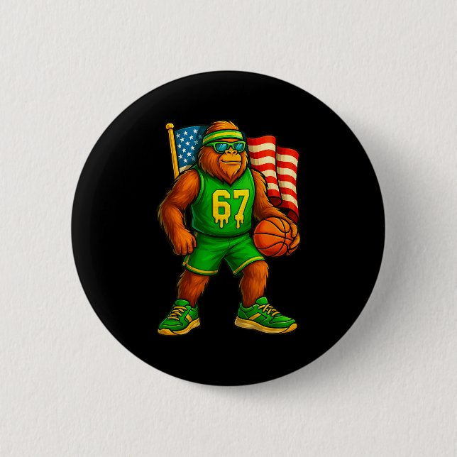 Funny Gen Player Alpha 67 Number Bigfoot Basketbal 2 Inch Round Button (Front)