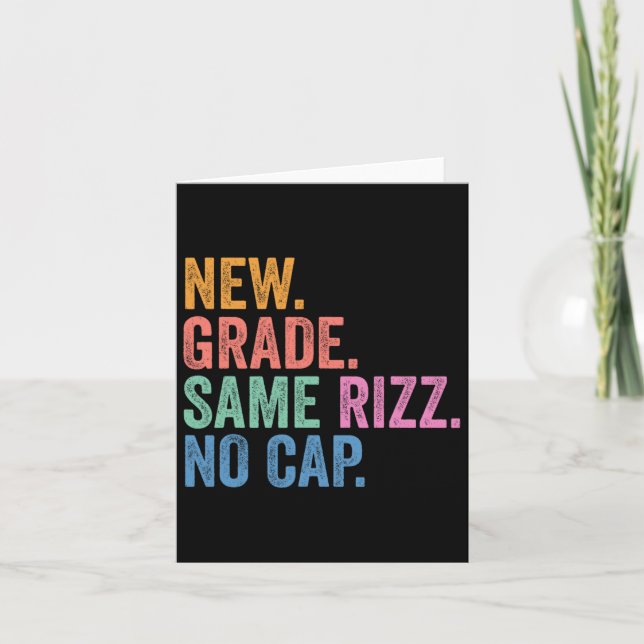 Funny Gen Z Back To School New Grade Same Rizz No  Card (Front)
