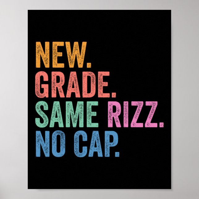 Funny Gen Z Back To School New Grade Same Rizz No  Poster (Front)