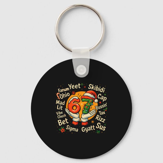 Funny Gen Z Christmas 67 Meme Holiday Trendy  Keychain (Front)
