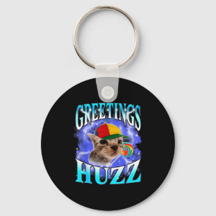 Funny Gen Z Gen Alpha Slang Cat Meme Greetings Huz Keychain