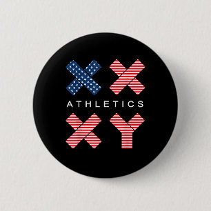 Funny Gender Genetic American Flag Xx Xy Athletics 2 Inch Round Button