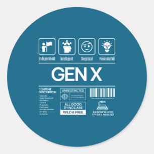 Funny Generation X Characteristics Mens Navy Classic Round Sticker