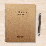 Funny Genius Personalized Office Planner<br><div class="desc">Funny Genius Personalized Office Notes Planners features the text "Thoughts of a genius" with your personalized name below on a gender neutral rustic craft paper background. Personalize by editing the text in the text box provided. Designed for you by ©Evco Studio www.zazzle.com/store/evcostudio</div>