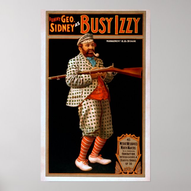 Funny Geo. Sidney as Busy Izzy Theatre Poster (Front)