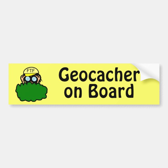 Funny Geocacher on Board Geocaching Bumper Sticker (Front)