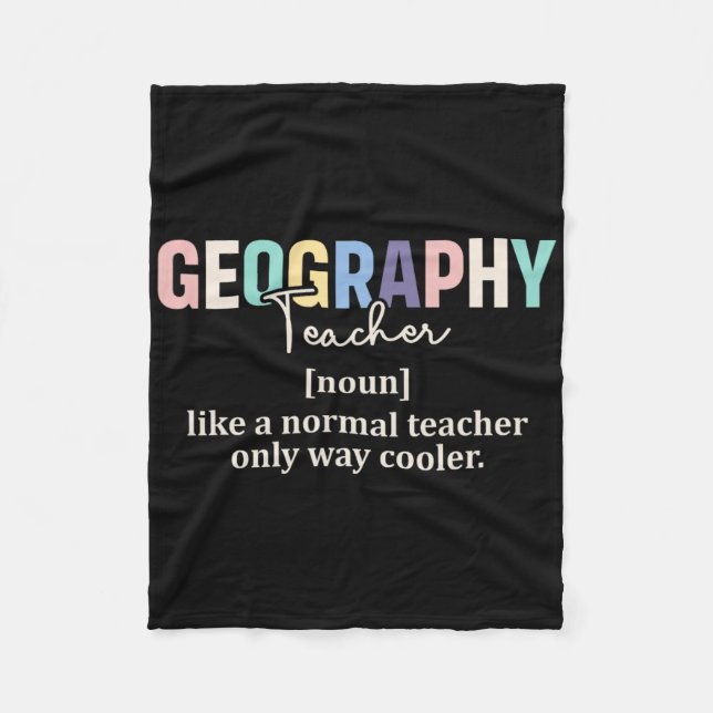 Funny Geography Teacher Definition Retro Back To S Fleece Blanket (Front)