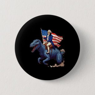 Funny George Washington Riding A Tyrannosaurus Rex 2 Inch Round Button
