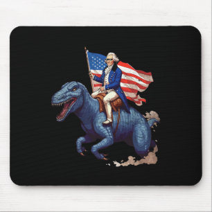 Funny George Washington Riding A Tyrannosaurus Rex Mouse Pad