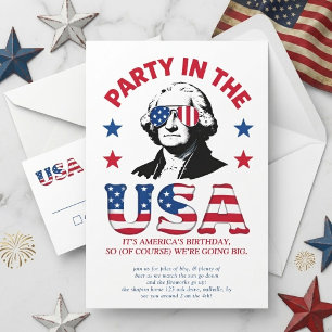 Funny George Washington Sunglasses Party in the US Invitation
