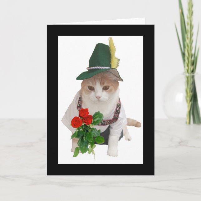 Funny German Cat Valentine Holiday Card (Front)
