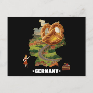 Funny German Giant Pretzel Black Forest Cake Postcard