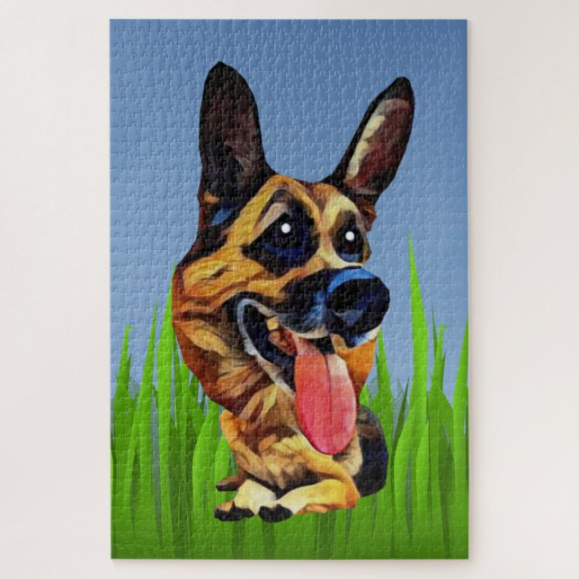Funny German Shepherd 1014 Piece Difficult Puzzle (Vertical)