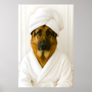 Funny German Shepherd Bathroom Print, German Poster