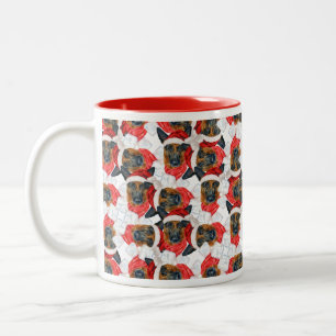 Funny German Shepherd Christmas Pattern Two-Tone Coffee Mug