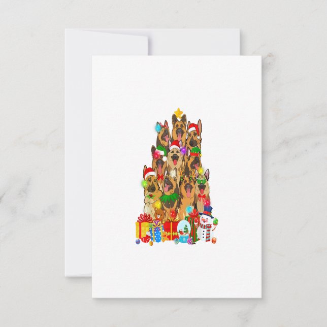 Funny German Shepherd Christmas Tree Lights Gift RSVP Card (Front)