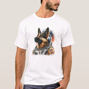 Funny German shepherd Dog Astronaut in the space T T-Shirt