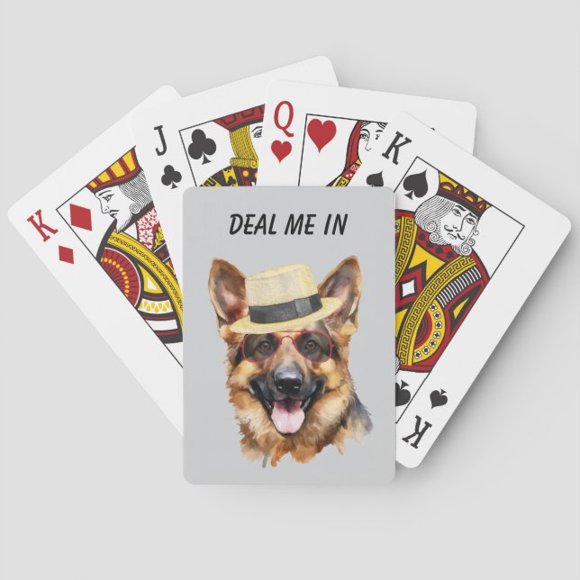 Funny German Shepherd Dog Deal Me In Playing Cards (Back)