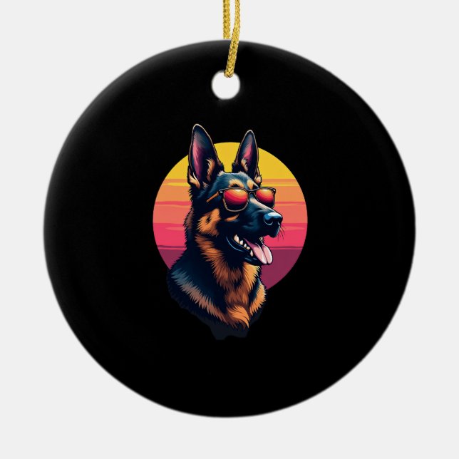Funny German Shepherd Dog Design Art Costume Outfi Ceramic Ornament (Front)