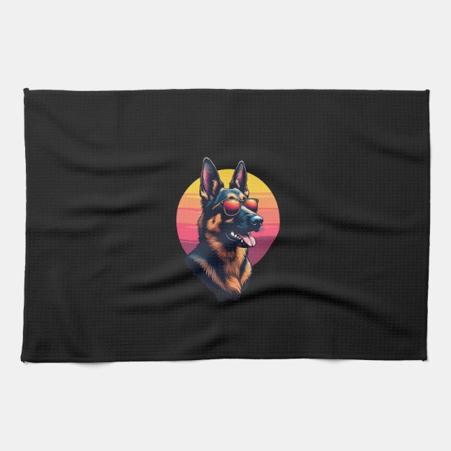 Funny German Shepherd Dog Design Art Costume Outfi Kitchen Towel (Horizontal)