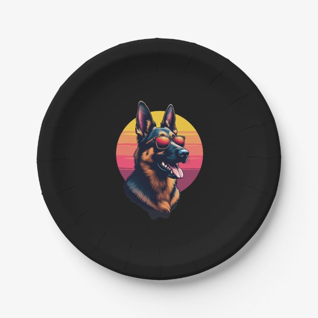 Funny German Shepherd Dog Design Art Costume Outfi Paper Plate (Front)