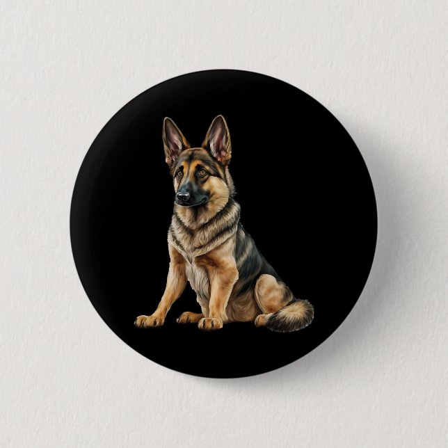 Funny German shepherd Dog Kawaii. 2 Inch Round Button (Front)