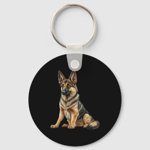 Funny German shepherd Dog Kawaii. Keychain