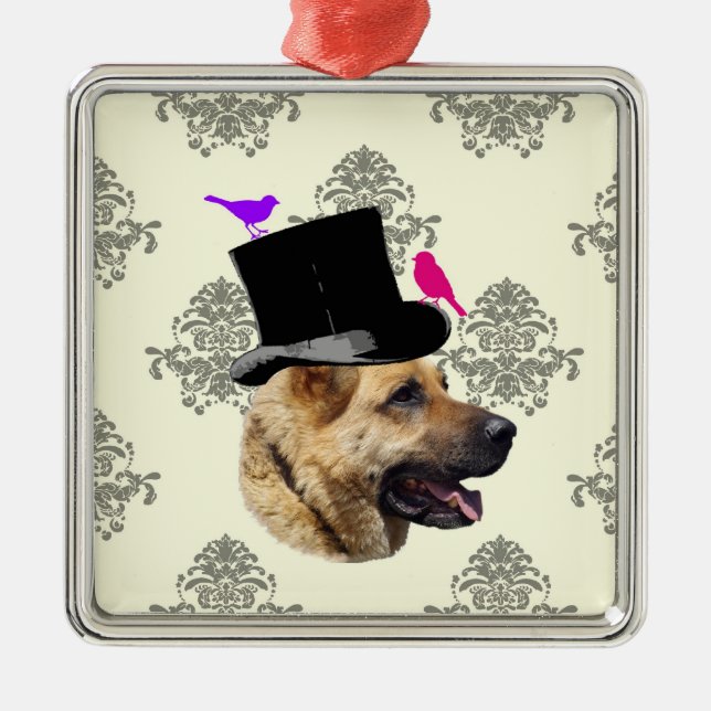 Funny German shepherd dog Metal Ornament (Front)