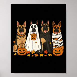 Funny German Shepherd Dogs Dressed As Ghost Soky H Poster