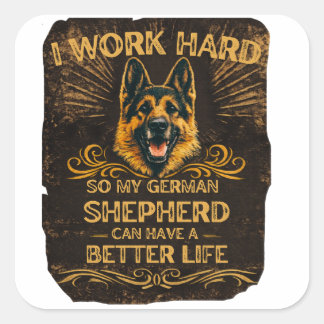 Funny German Shepherd GSD Dog Lover Square Sticker