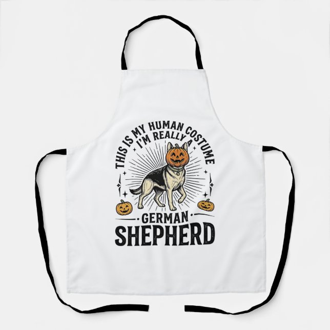 Funny German Shepherd Halloween Costume Dog Design Apron (Front)