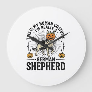 Funny German Shepherd Halloween Costume Dog Design Large Clock