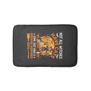 Funny German Shepherd Halloween Witch Dog Bath Mat