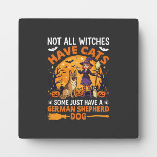Funny German Shepherd Halloween Witch Dog Plaque