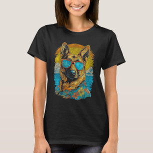 Funny German Shepherd Hawaiian Summer Vacation Tro T-Shirt