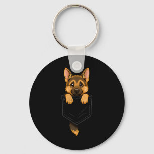 Funny German Shepherd Peeking In Pocket Animal Dog Keychain