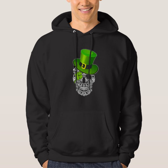 Funny German Shepherd Skull Dog St Patrick S Day Hoodie (Front)