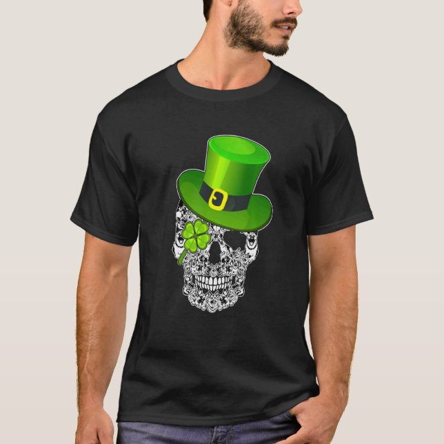 Funny German Shepherd Skull Dog St Patrick S Day T-Shirt (Front)