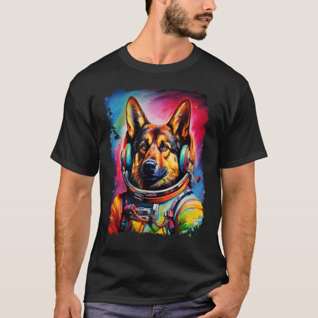 Funny German Shepherd Space T-Shirt (Front)