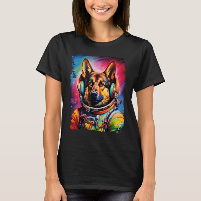 Funny German Shepherd Space T-Shirt (Front)