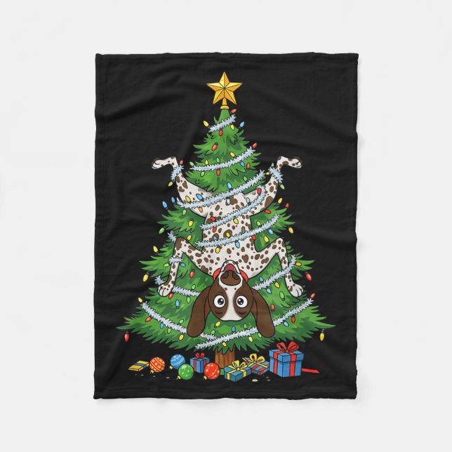 Funny German Shorthaired Inter Dog Christmas Tree  Fleece Blanket (Front)