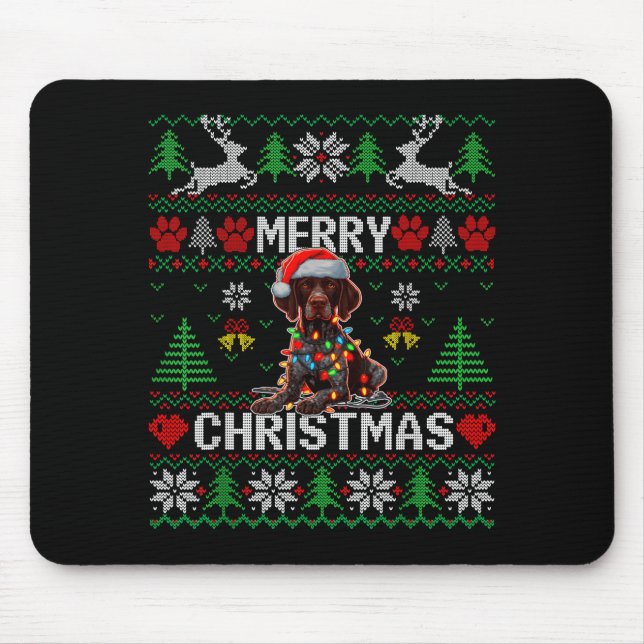 Funny German Shorthaired Inter Dog Ugly Xmas Sweat Mouse Pad (Front)