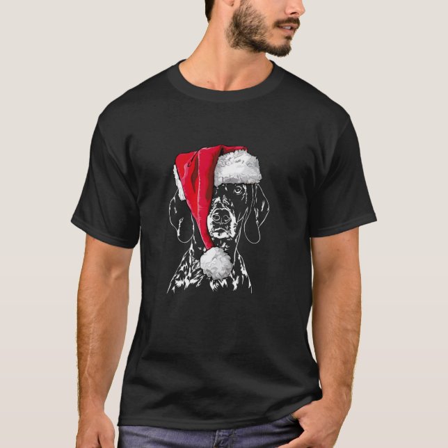 Funny German Shorthaired Pointer Santa Christmas d T-Shirt (Front)
