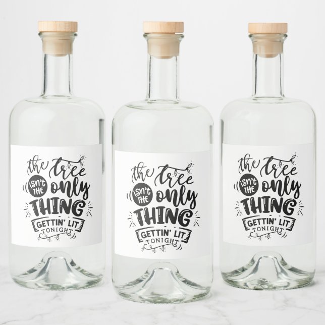 funny get lit Christmas party  Liquor Bottle Label (Bottles)