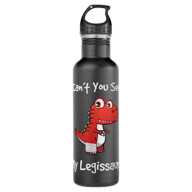 Funny Get Well Broken Leg Gift Dinosaur with a Cas 710 Ml Water Bottle (Front)